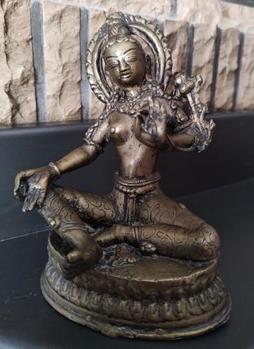 Statue divinité Tara Verte assise en bronze beschikbaar voor biedingen