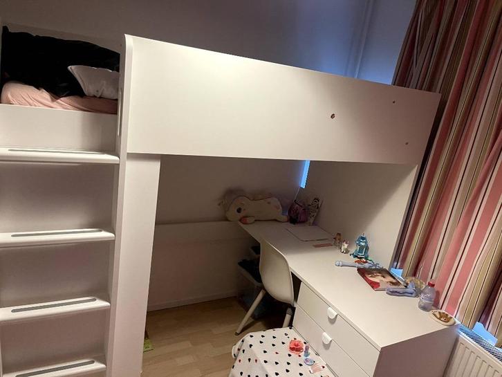 Lit mezzanine SMASTAD, blanc avec bureau 3 tiroirs, Enfants & Bébés, Chambre d'enfant | Lits superposés & Lits mezzanines, Utilisé