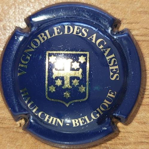 Belgische Crémantcapsule VIGN. DES AGAISES blauw&goud nr02, Verzamelen, Wijnen, Nieuw, Witte wijn, Overige gebieden, Ophalen of Verzenden