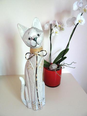 Handgemaakte houten kat, Azië. 50 cm hoog beschikbaar voor biedingen