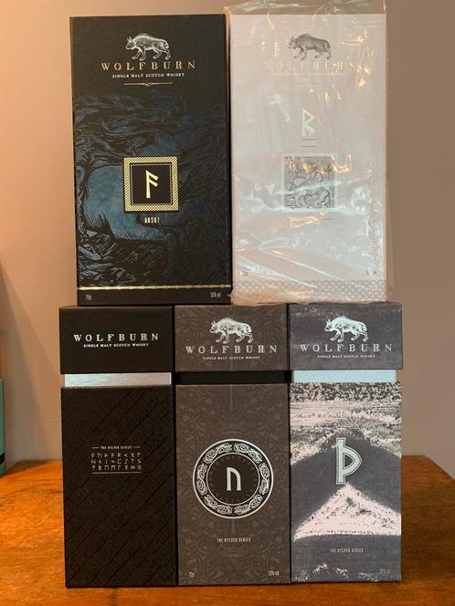 Whisky Wolfburn the Kylver series 1 tot en met 5, Verzamelen, Wijnen, Ophalen of Verzenden