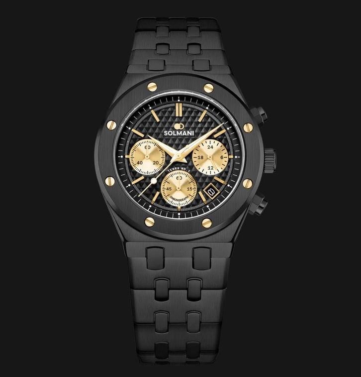 Solmani Terra
 
No.1
chronograph - 40 mm - 5CBBGTSB, Handtassen en Accessoires, Horloges | Heren, Nieuw, Ophalen of Verzenden