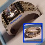 925 Sterling Zilver(Versace) ring,bewerkt met zirkonia's, Wit, Zo goed als nieuw, Zilver, Verzenden