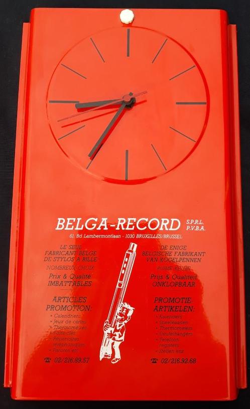 Belga-Record-Plaque-Emaille-Emaillee-Old billboard-Stylo-, Collections, Marques & Objets publicitaires, Comme neuf, Panneau publicitaire