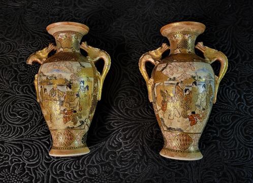Paire de vases Meiji signée Hattori XIXme, Antiquités & Art, Antiquités | Céramique & Poterie, Enlèvement ou Envoi
