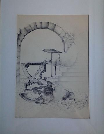 Donatella G Bianchi °1951 Prachtige Surrealistische tekening beschikbaar voor biedingen