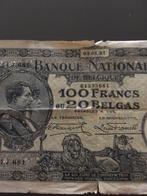 Oud bankbiljet België 1931, 100 Frank of 20 Belgas., Enlèvement ou Envoi