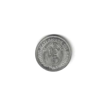 Congo, Democr. Republ., 10 Francs 1965., Enlèvement ou Envoi, Autres pays, Monnaie en vrac