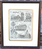 cadre avec gravure sur verre hazebrouck numeroté 11/50, Antiquités & Art, Enlèvement ou Envoi