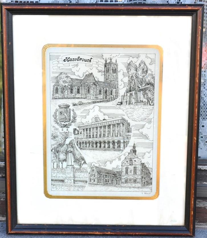 cadre avec gravure sur verre hazebrouck numeroté 11/50, Antiquités & Art, Art | Eaux-fortes & Gravures, Enlèvement ou Envoi