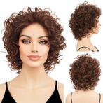 Damespruik kort krullend haar in warm roodbruin, Handtassen en Accessoires, Uiterlijk | Haarverzorging, Verzenden, Nieuw, Pruik of Haarverlenging