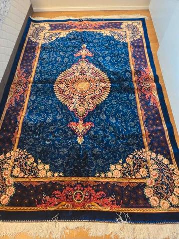 Tapis Persan design qom en soie végétale fait main/machine, Enlèvement, Comme neuf