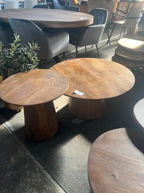 Salontafelset van 2 mangohout (outlet), Huis en Inrichting, Woonaccessoires | Overige, Zo goed als nieuw, Ophalen