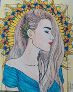 Hand -ingekleurde kunstwerkje, Neuf, Moins de 50 cm, Enlèvement, Création originale