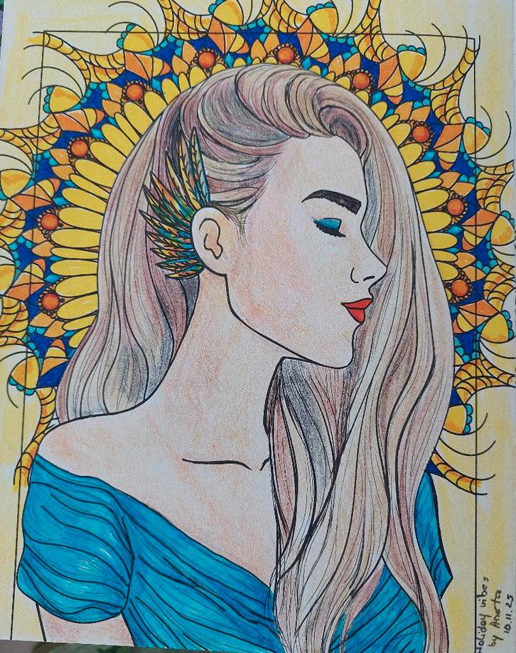 Hand -ingekleurde kunstwerkje, Huis en Inrichting, Woonaccessoires | Schilderijen, Tekeningen en Foto's, Nieuw, Tekening, Minder dan 50 cm