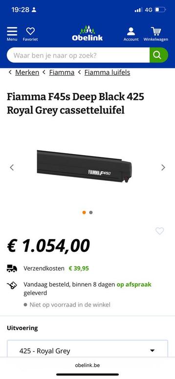 casette luifel 450cm royal grey kleur beschikbaar voor biedingen