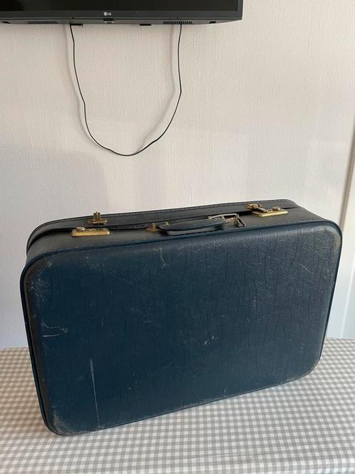 Vintage donkerblauw reiskoffer decoratie, Handtassen en Accessoires, Koffers, Zo goed als nieuw, Ophalen