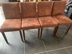 4 eetkamer stoelen of voor keuken suede stof, Huis en Inrichting, Stoelen, Ophalen, Gebruikt, Bruin, Vier