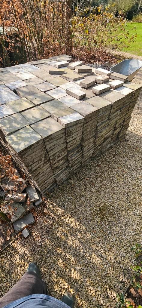 20x20 blauwe steen gebruikt. ongeveer 1350 stenen, 67m²., Tuin en Terras, Terrasdelen en Vlonders, Gebruikt, Overige materialen