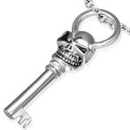 Pendentif motard en acier en forme de clé avec tête de mort, Bijoux, Sacs & Beauté, Enlèvement ou Envoi, Neuf