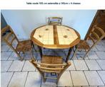 Ronde tafel van 105 cm, uitschuifbaar tot 145 cm + 4 stoelen, Huis en Inrichting, Tafels | Eettafels, Ophalen, Zo goed als nieuw