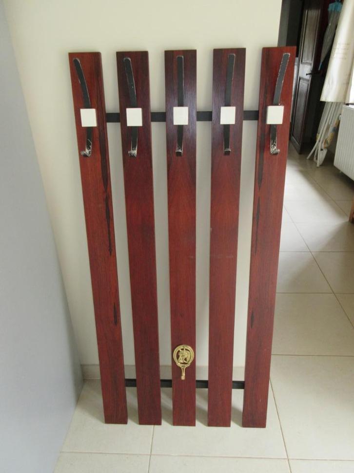 Vintage kapstok oude muurkapstok hout en metaal sixties, Huis en Inrichting, Woonaccessoires | Kapstokken, Hout, Ophalen