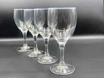 Set van 4 Vintage Luminarc Wijnglazen – Lichtblauwe Streep beschikbaar voor biedingen