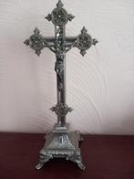 Crucifix à poser en métal plaqué argent, Enlèvement ou Envoi