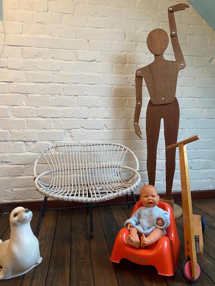 chaise vintage en rotin pour enfants, Collections, Rétro, Maison et Meubles, Enlèvement