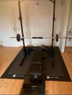 Home Gym: bench + squadrek + gewichten, Sport en Fitness, Ophalen of Verzenden, Zo goed als nieuw