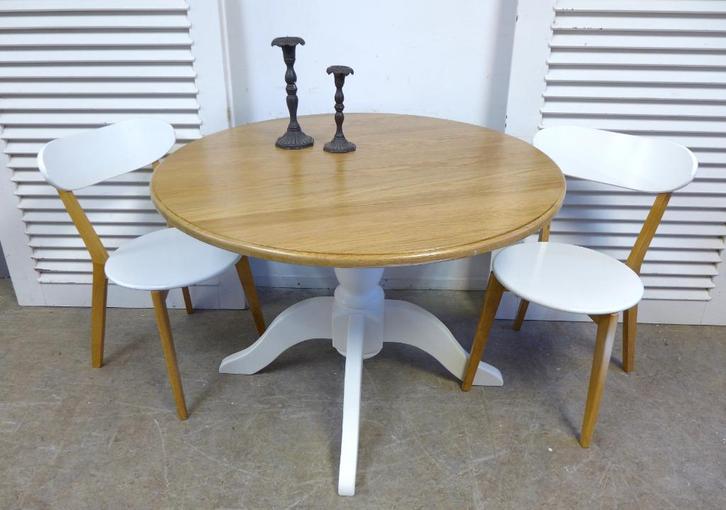 Prachtige landelijke ronde eettafel 110 cm, Huis en Inrichting, Tafels | Eettafels, Zo goed als nieuw, 100 tot 150 cm, 100 tot 150 cm