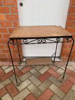 Retro Smeedijzeren tafeltje 65x42x75 heel degelijk met wiel, Ophalen of Verzenden