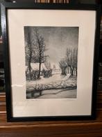 Ets Emiel De Cooman winterlandschap, Antiek en Kunst, Ophalen of Verzenden