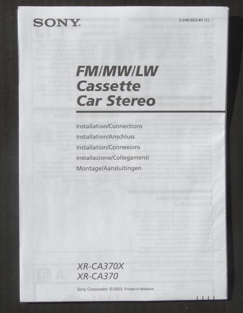 Manual SONY CASSETTE CAR STEREO SONY XR-CA370/X incl.verz., Audio, Tv en Foto, Cassettedecks, Enkel, Sony, Verzenden