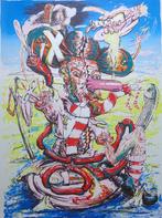 FRED BERVOETS / TROUWE SUPPORTER / KLEURZEEFDRUK / 75x55cm, Antiek en Kunst, Kunst | Litho's en Zeefdrukken, Ophalen of Verzenden