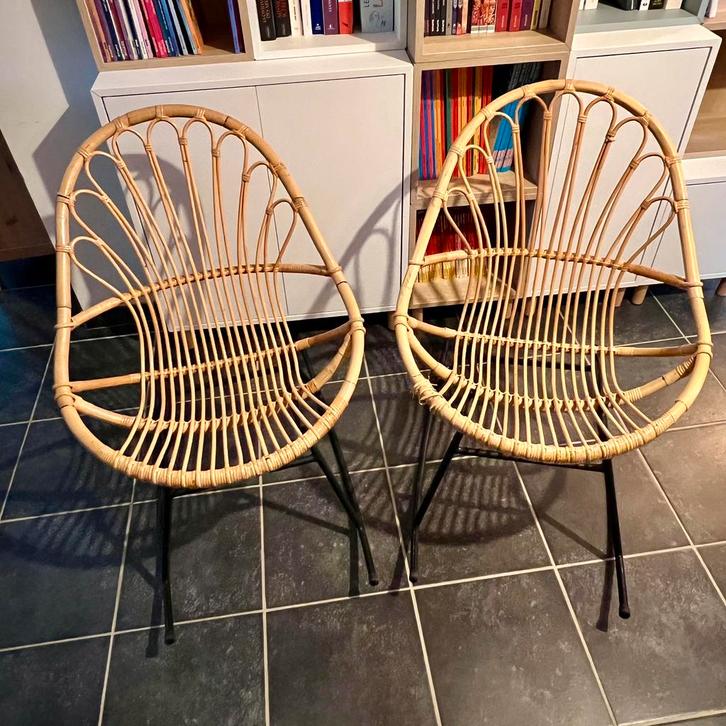 2 fauteuils à bascule en rotin, Maison & Meubles, Fauteuils, Utilisé, Enlèvement