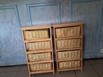 2 kastjes met rieten mandjes, Ophalen, Zo goed als nieuw