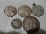 5 anciennes pièces en argent, Timbres & Monnaies, Enlèvement ou Envoi, Monnaie en vrac, Argent, Argent