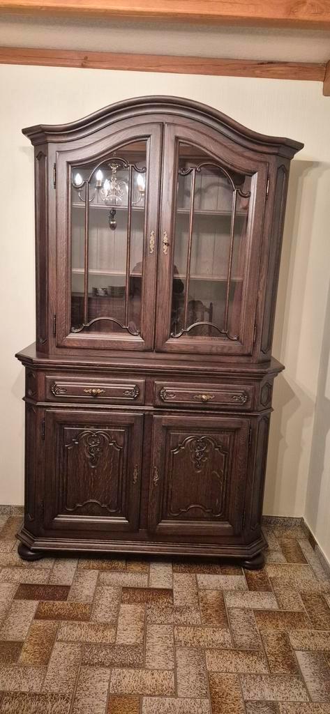 Buffet vitrine 2 corps en chêne massif, Huis en Inrichting, Overige Huis en Inrichting, Ophalen
