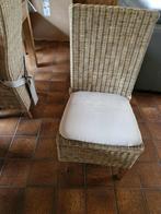6 rieten stoelen met kussen, Huis en Inrichting, Stoelen, Ophalen, Gebruikt, Riet of Rotan, Vijf, Zes of meer stoelen