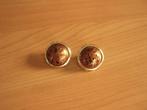 Gratis Ronde goud bruine spikkels oorbellen clips oorclips, Ophalen of Verzenden, Goud, Goud