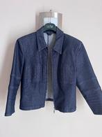 Jeansjas kort donkerblauw met rits, Kleding | Dames, Zo goed als nieuw, Ophalen, Maat 38/40 (M), ZNJ