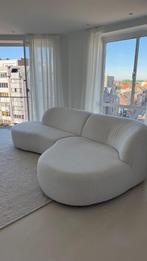 Witte Bouclé Hoekzetel 3,5-zit, Huis en Inrichting, Ophalen, 250 tot 300 cm, Hoekbank, Driepersoons