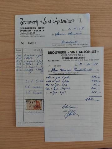Factuur Brouwerij Sint Antonius Evergem, Ophalen of Verzenden, Gebruikt, Reclamebord, Plaat of Schild, Overige merken