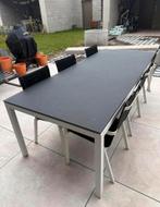 Tuintafel 100cm x 240cm + 6 stoelen Glazen tafelblad, Enlèvement, Comme neuf