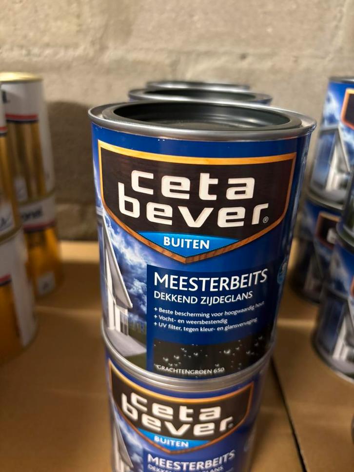 Cetabever dekkende beits grachtengroen 0,75liter, Tuin en Terras, Schuttingen, Nieuw, Hout, Ophalen of Verzenden