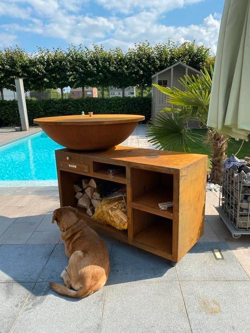 ‼️BBQ, Plancha D100cm in Cortenstaal met accessoires‼️, Tuin en Terras, Buitenkeukens, Nieuw, Ophalen