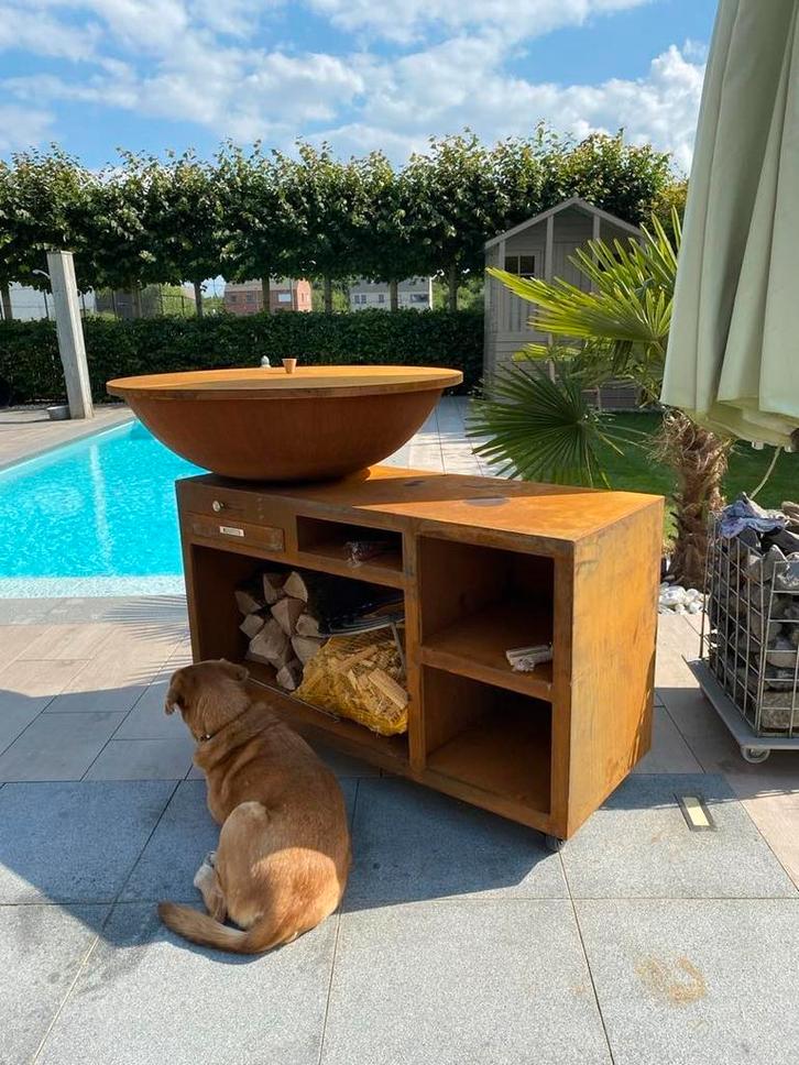 ‼️BBQ, Plancha D100cm in Cortenstaal met accessoires‼️, Tuin en Terras, Buitenkeukens, Nieuw, Ophalen