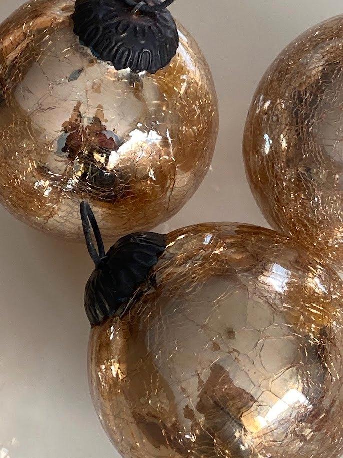 4 Zware 60 jaar oude massieve glazen retro HEKSENKERSTBALLEN, Antiek en Kunst, Antiek | Glaswerk en Kristal, Ophalen