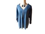 (25)- pull femme t.42 bleu - affirmative -, Taille 42/44 (L), Enlèvement ou Envoi, Porté, Bleu